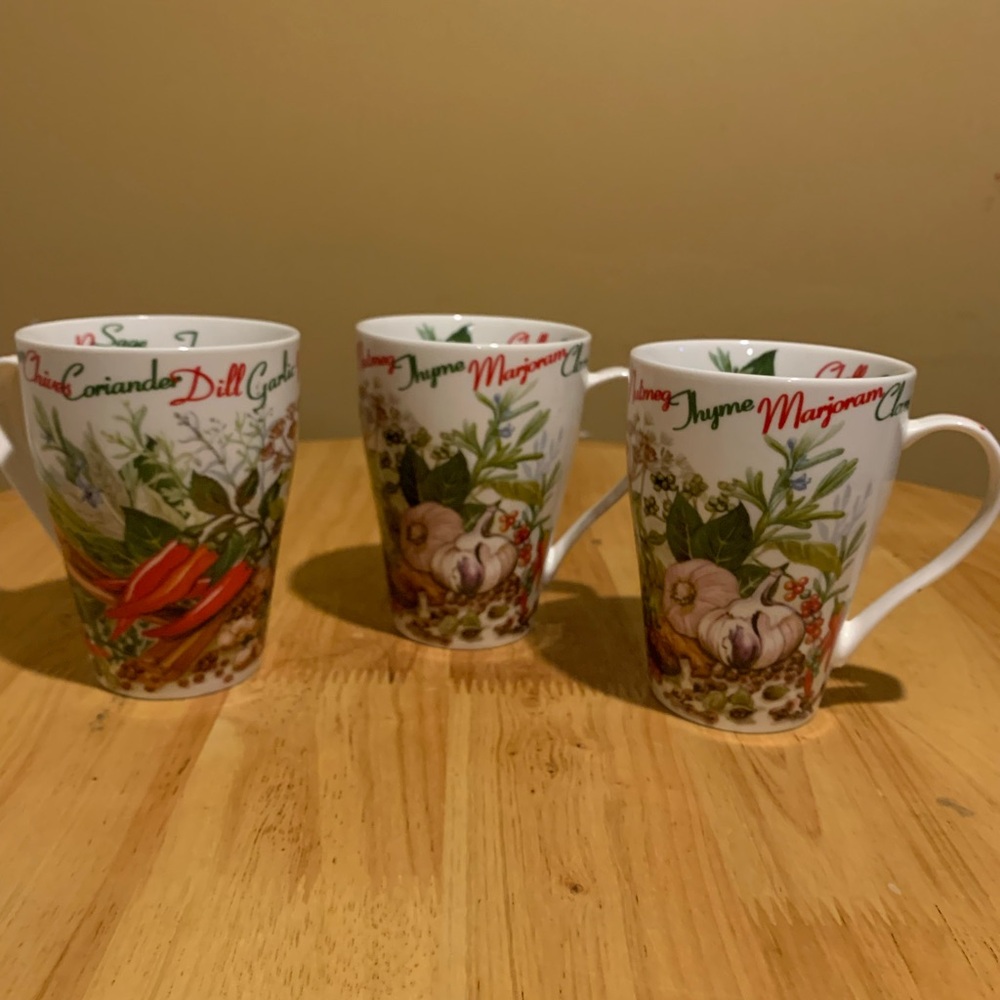 3 Paul Cardew Herbs And Spices 15 0z Coffee Mugs